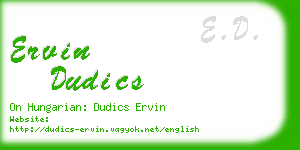 ervin dudics business card